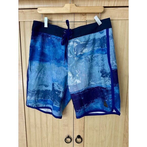 Prana Mens High Seash Shorts Swimming Board Shorts Dusky Skies Elliot Sz 32 - Picture 6 of 6